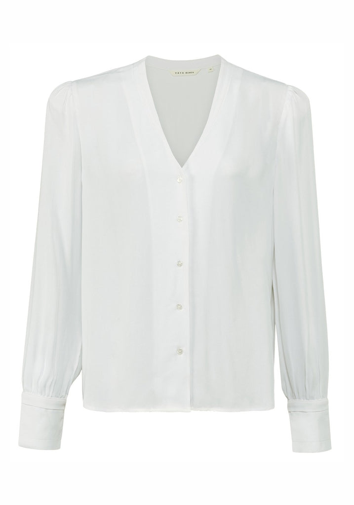 PUFF SHOULDER BUTTON UP BLOUSE - YAYA